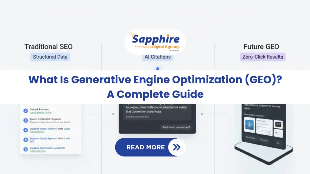 Generative Engine Optimization (GEO) complete guide banner with AI citation and zero-click results concept.